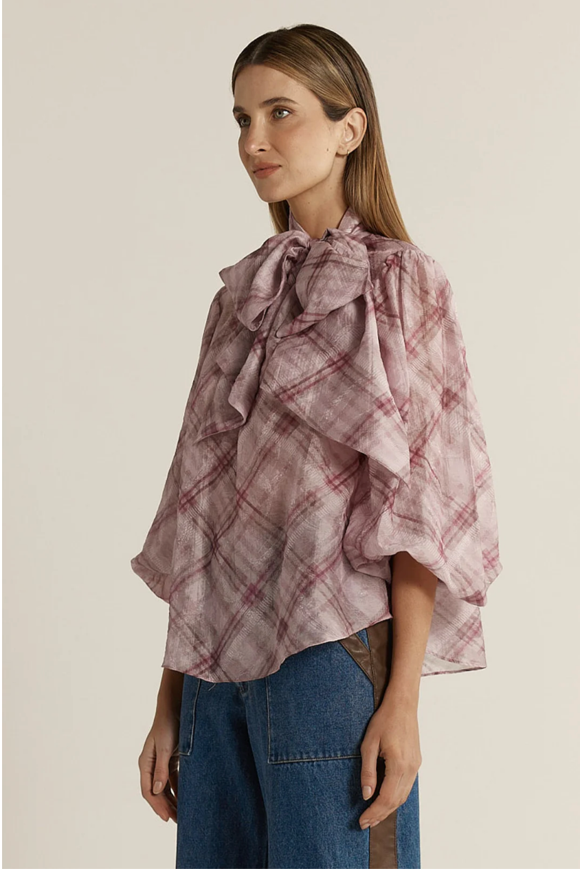 Eve Pussybow Blouse Orchid