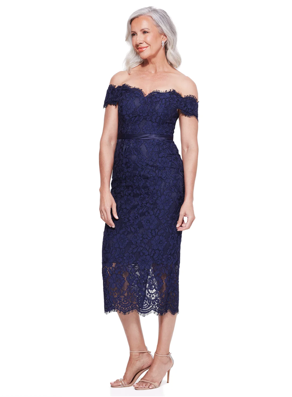 Marigold Lace Midi Navy