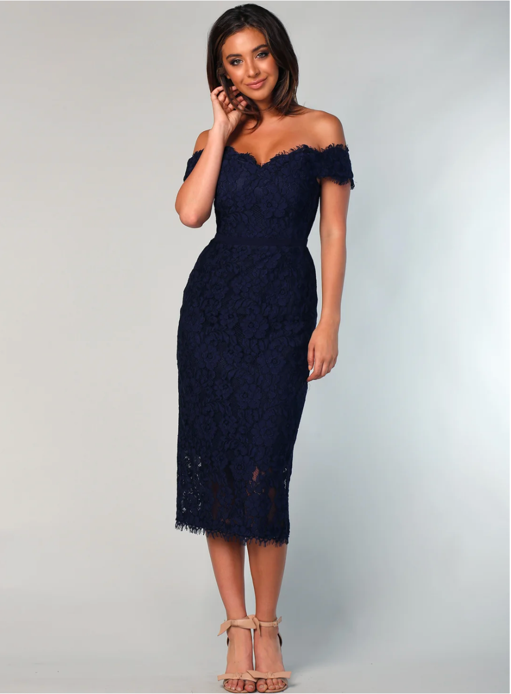 Marigold Lace Midi Navy