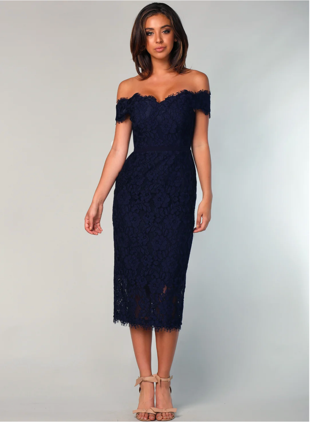 Marigold Lace Midi Navy