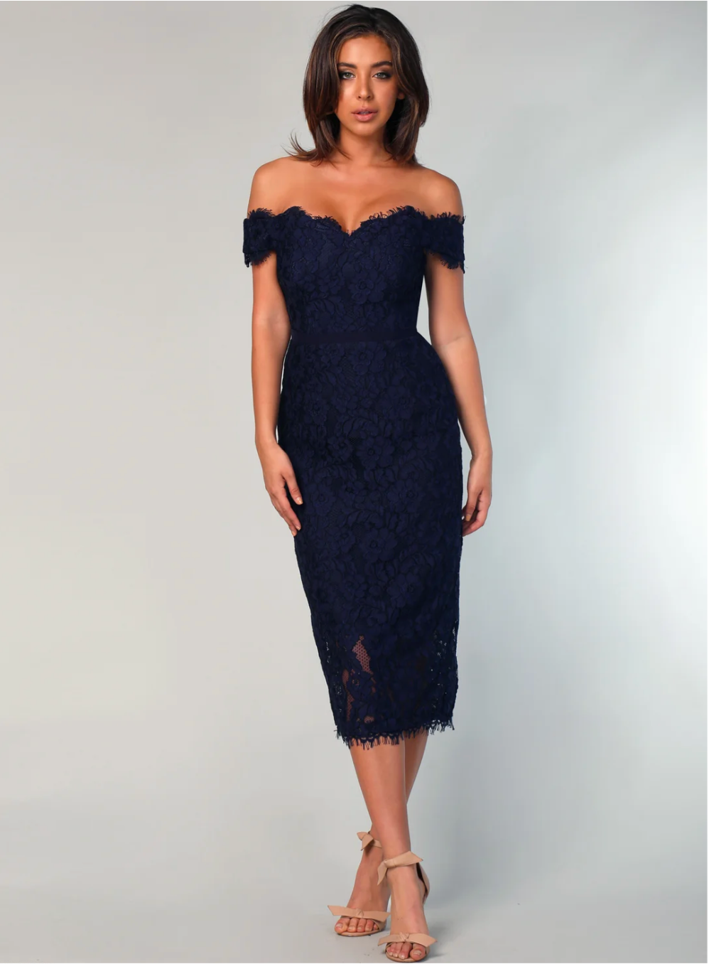 Marigold Lace Midi Navy
