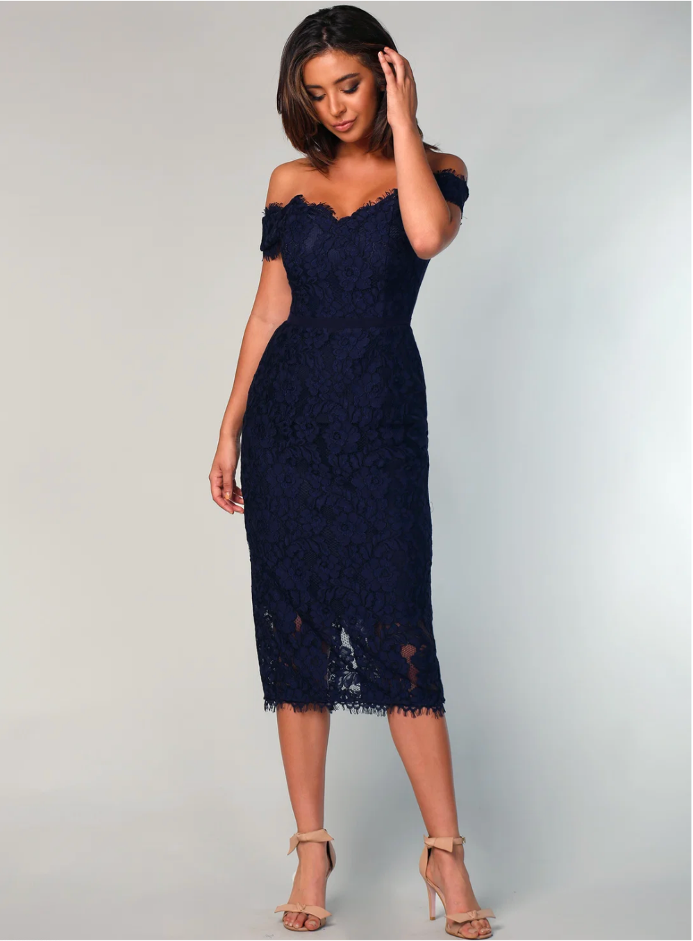 Marigold Lace Midi Navy