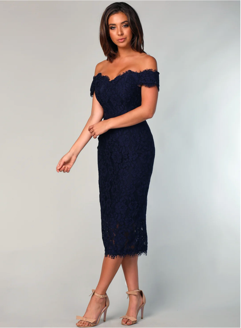 Marigold Lace Midi Navy