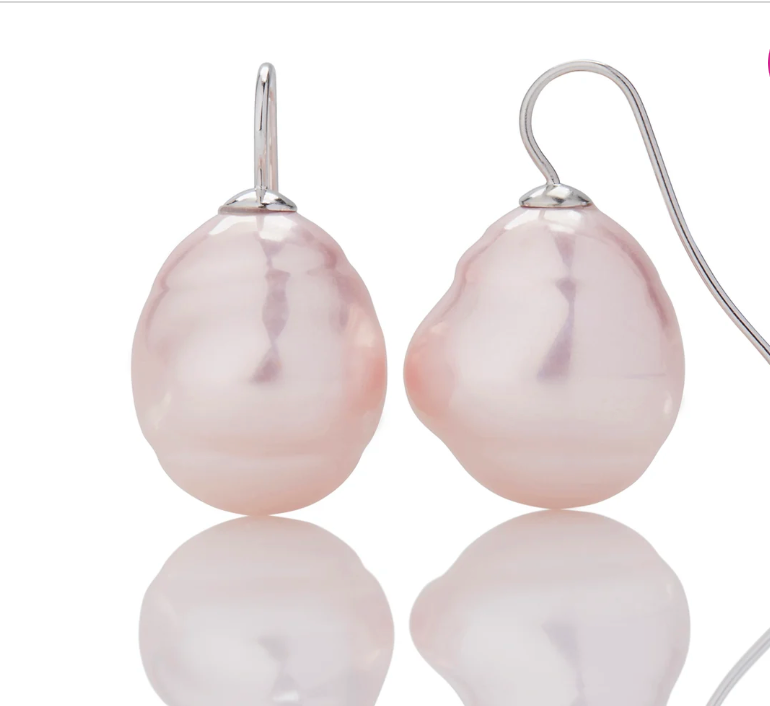 Firucci Baroque Pearl Earrings Pink Silver