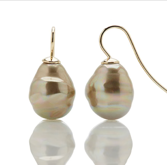 Firucci Baroque Pearl Earrings Champagne / Gold