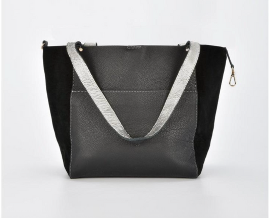 Phoenix Suede Hobo Bag Black/Silver