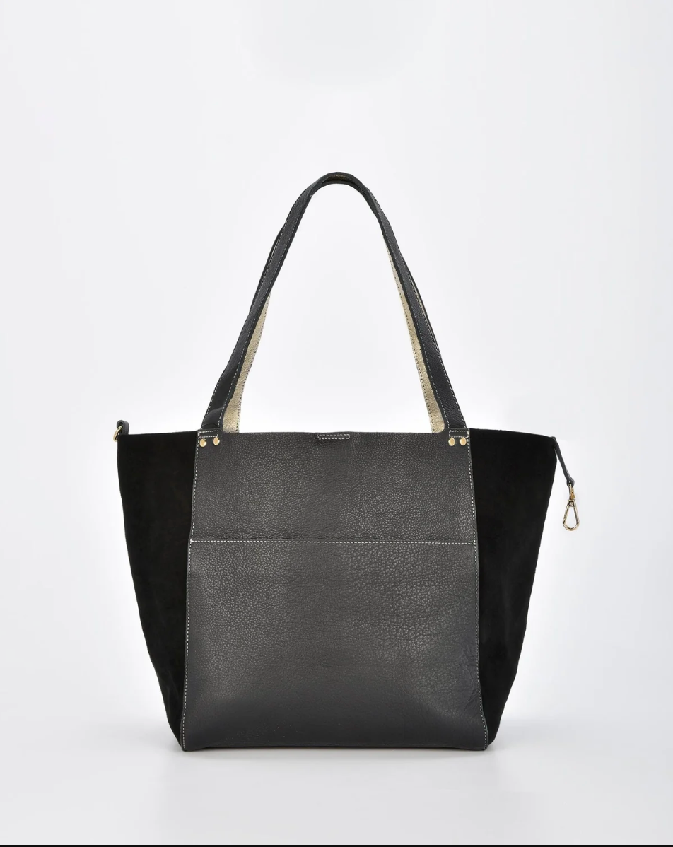 Phoenix Suede Hobo Bag Black/Champagne