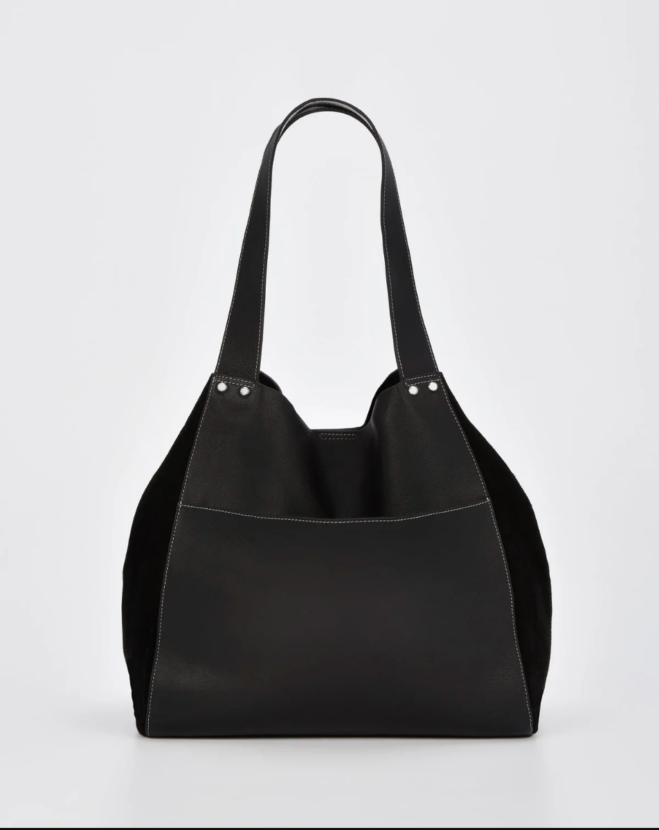 Phoenix Suede Hobo Bag Black/Champagne