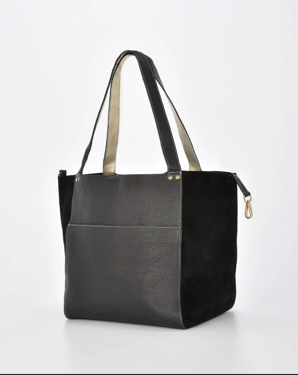 Phoenix Suede Hobo Bag Black/Champagne
