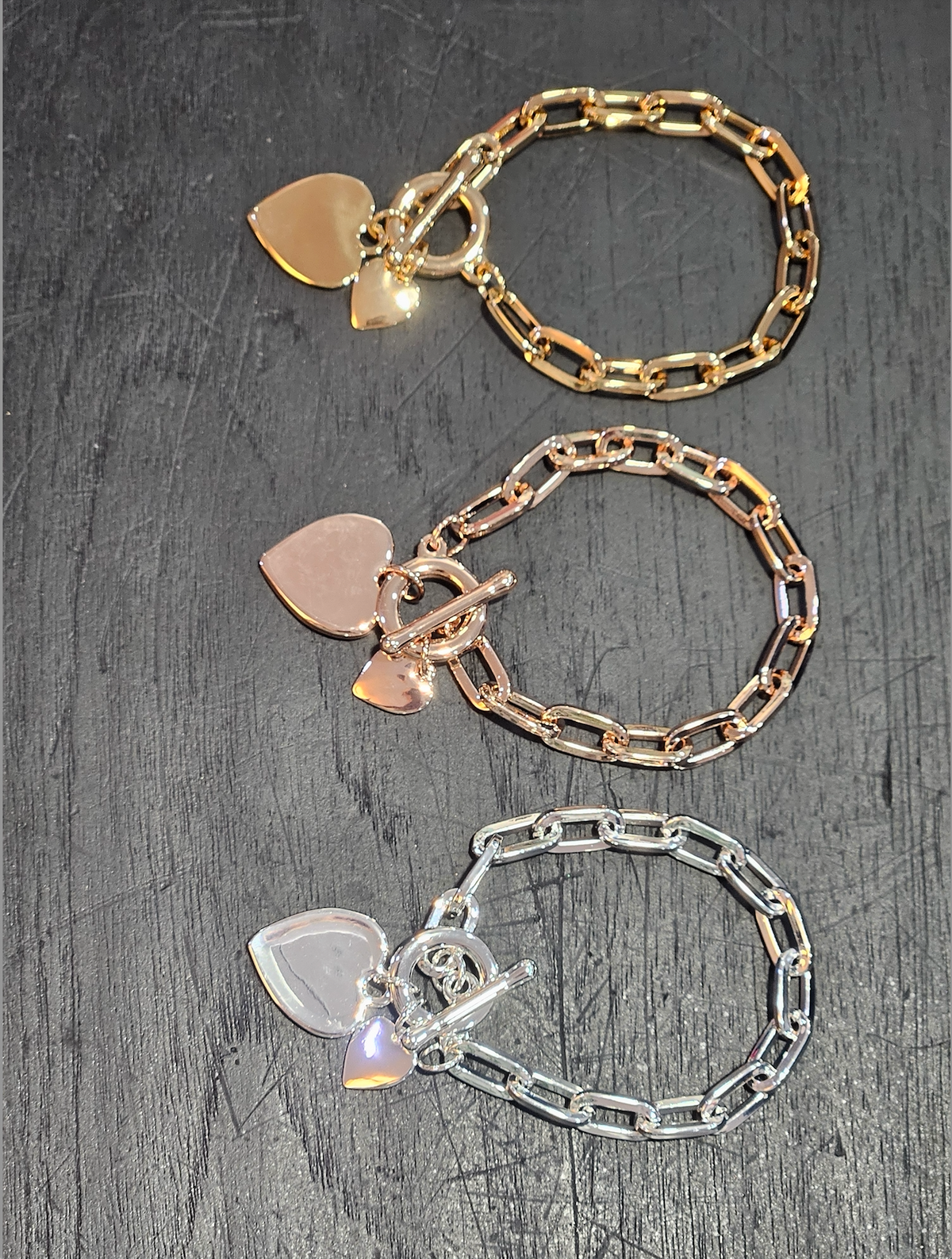 Double Heart Fob Bracelet