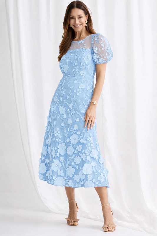 Lizzie Midi Dress Pale Blue
