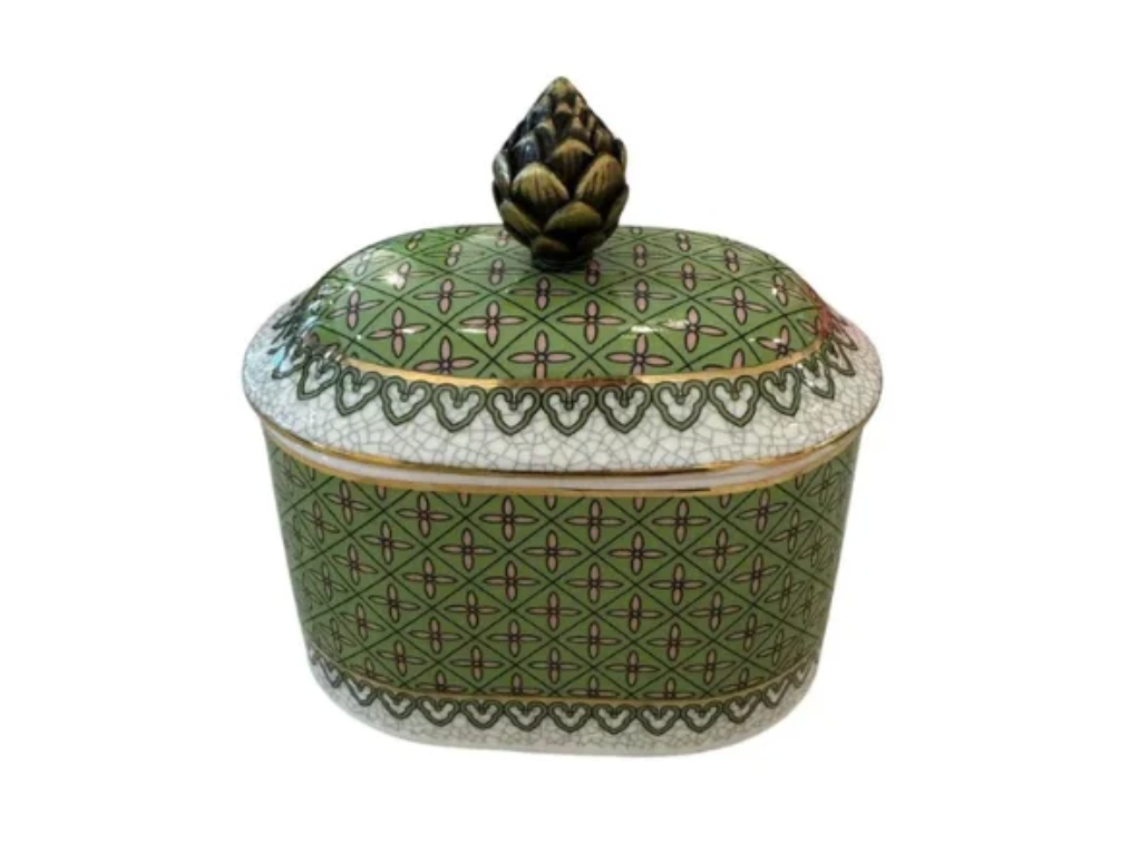 Artichaut Trinket Dish W Brass Motif
