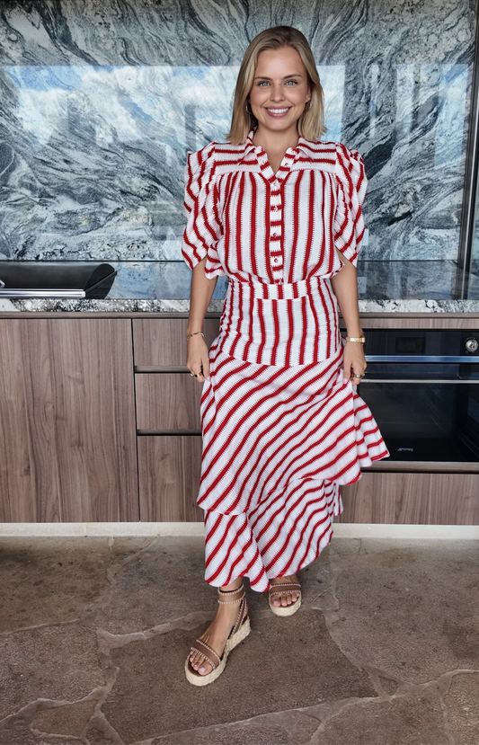 Michelle Skirt Red & White