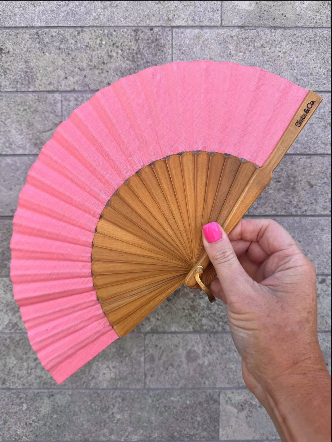 Pink Linen Mini Fan