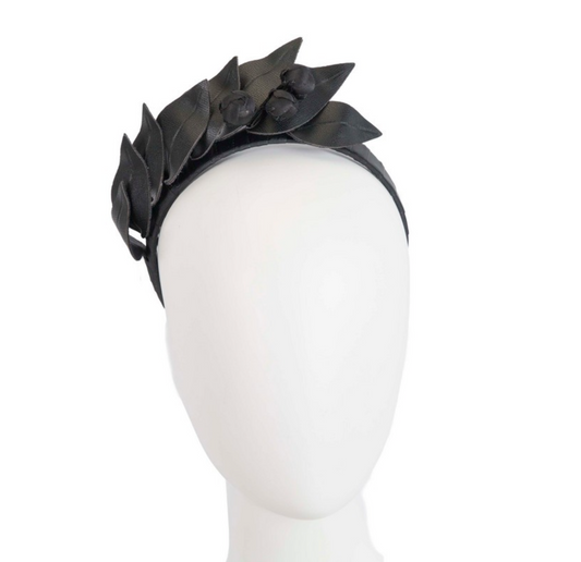 Sculptured Leather Fascinator Black