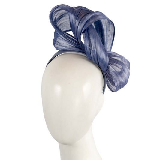 Silk Abaca Fascinator Denim