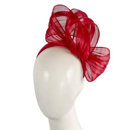 Silk Abaca Fascinator B/Red