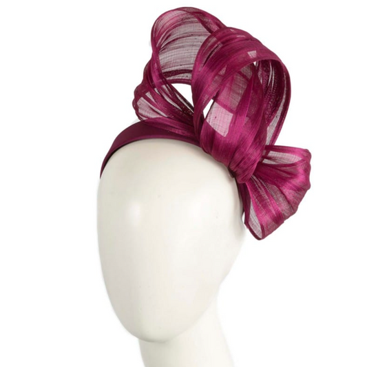 Silk Abaca Fascinator Magenta