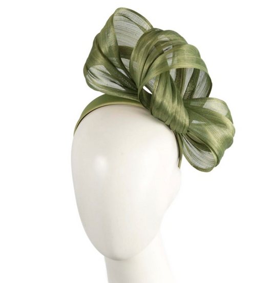 Silk Abaca Fascinator Olive