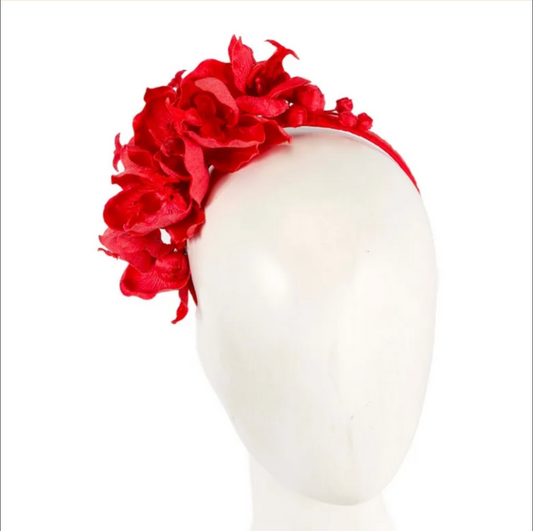 Orchid Flower Headband Red