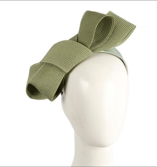 Double Bow Fascinator Olive