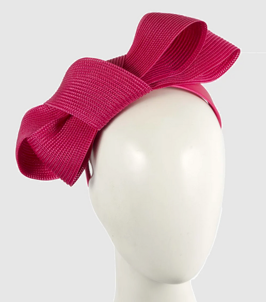 Double Bow Fascinator Fuchsia
