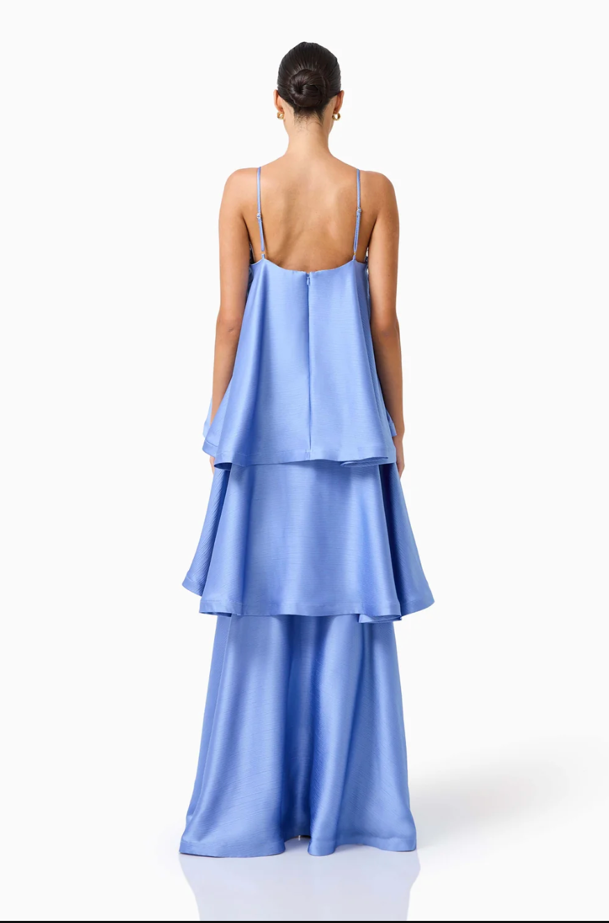 Poselia Tiered Gown Slate Blue