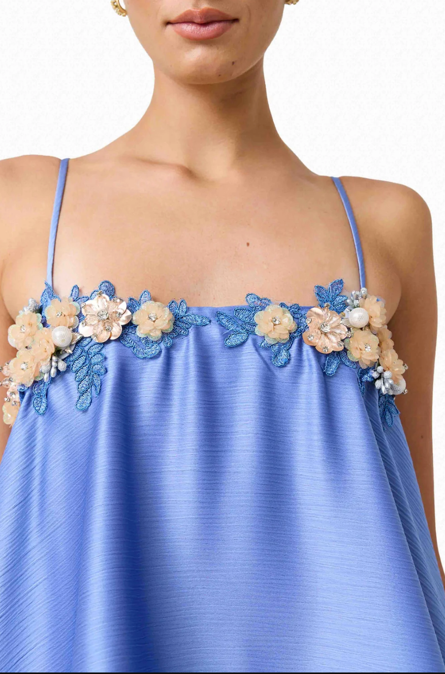 Poselia Tiered Gown Slate Blue