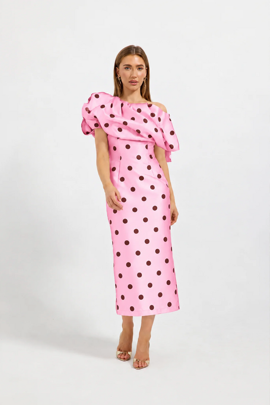 Dottie Asymmetric Midi Pink/Cherry