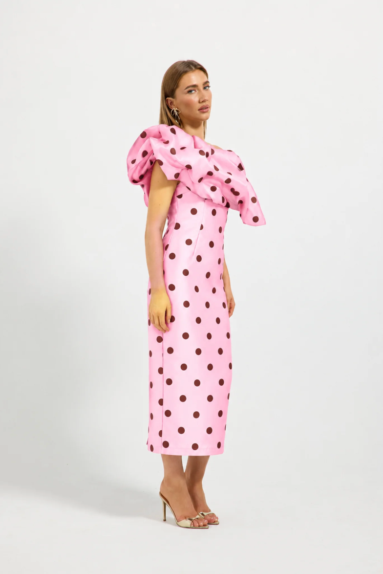 Dottie Asymmetric Midi Pink/Cherry