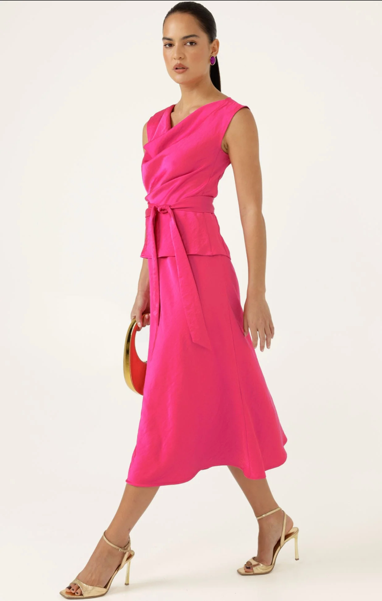 Luxe Bias Midi Skirt Pink