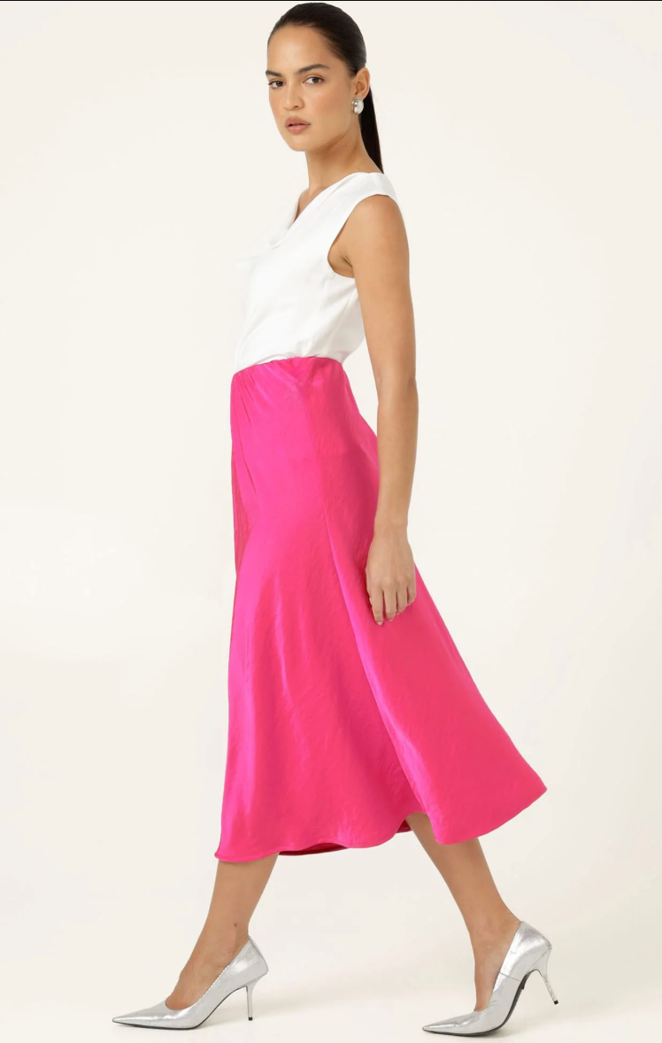 Luxe Bias Midi Skirt Pink