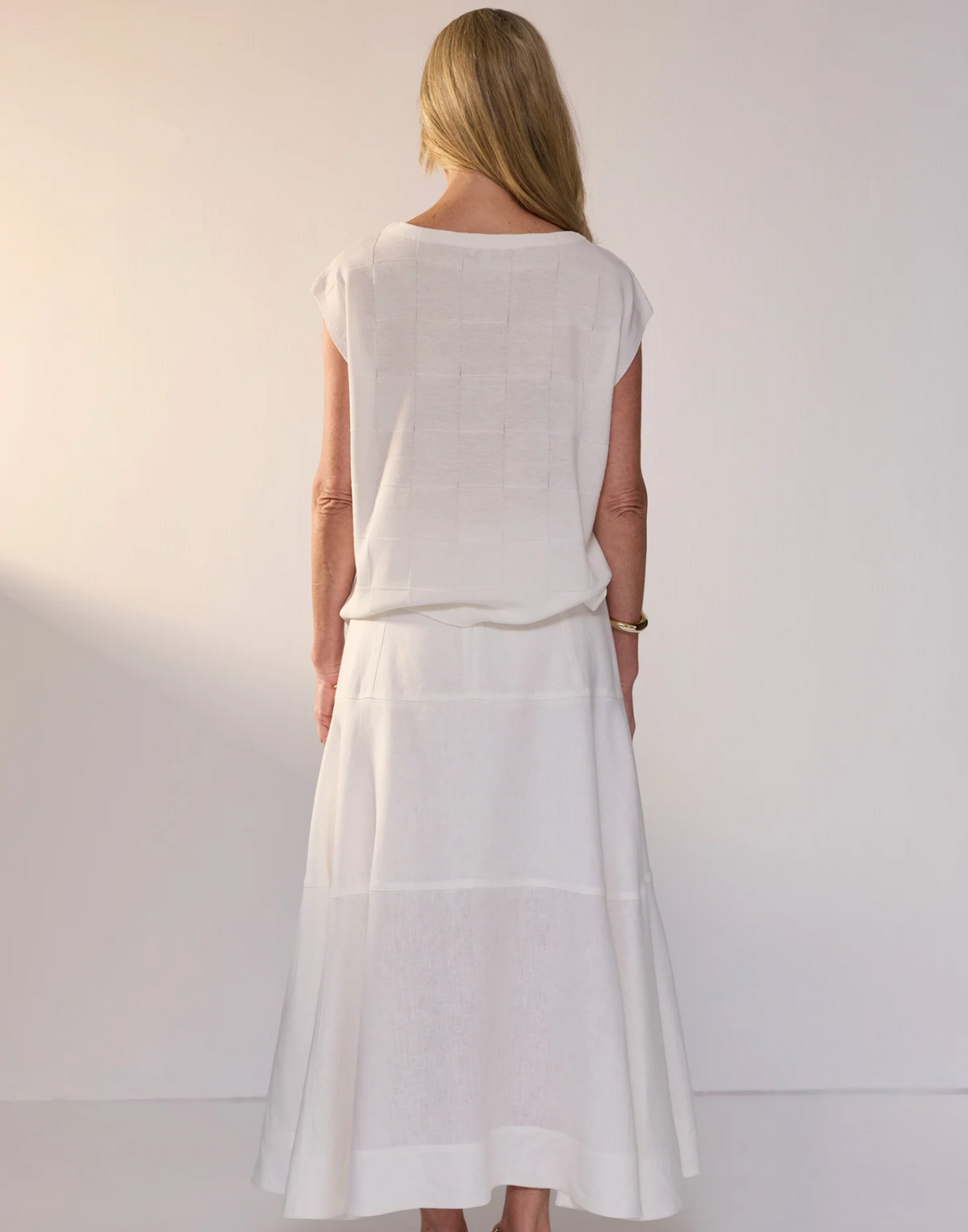 Naia Check Tee White