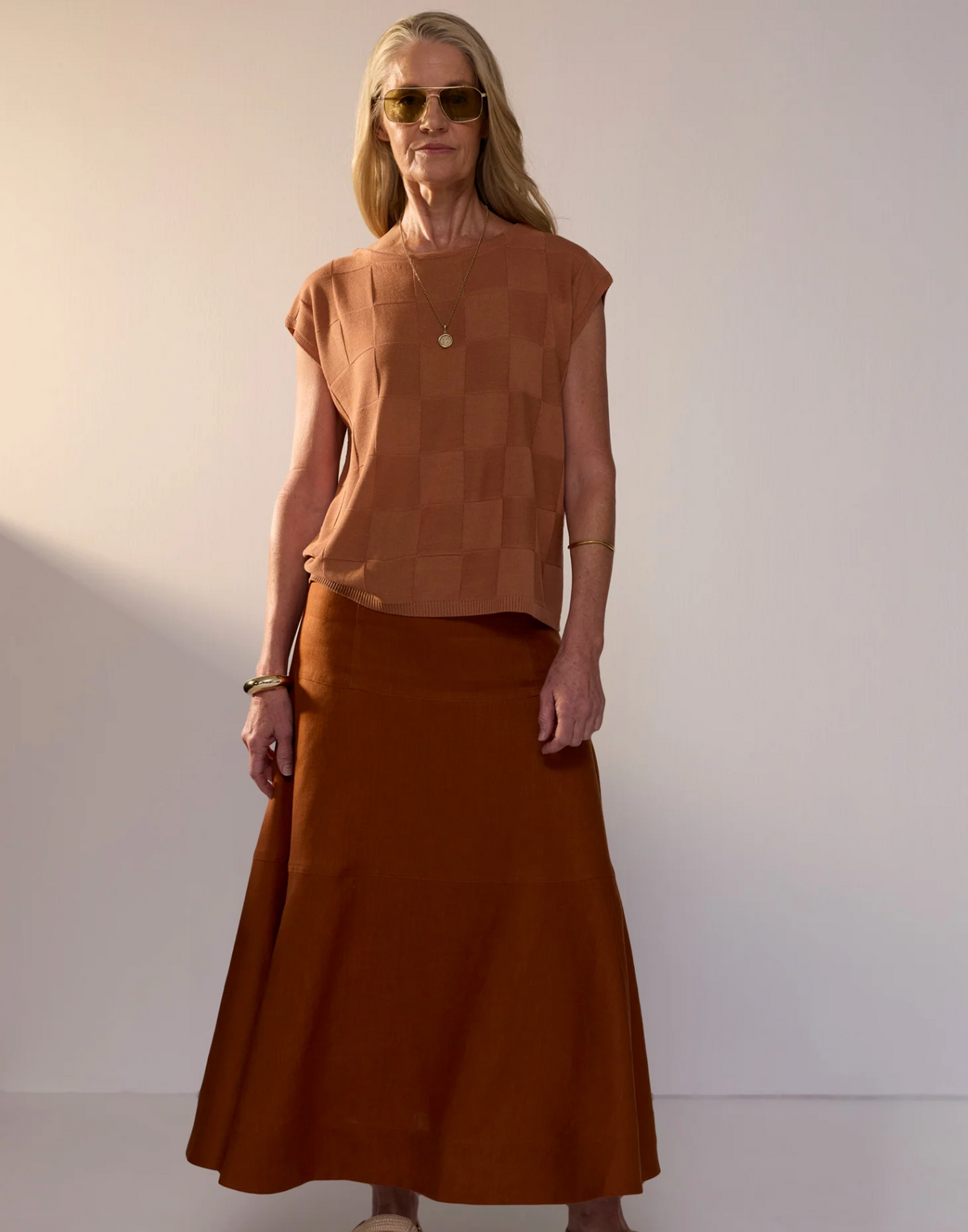 Naia Check Tee Butterscotch