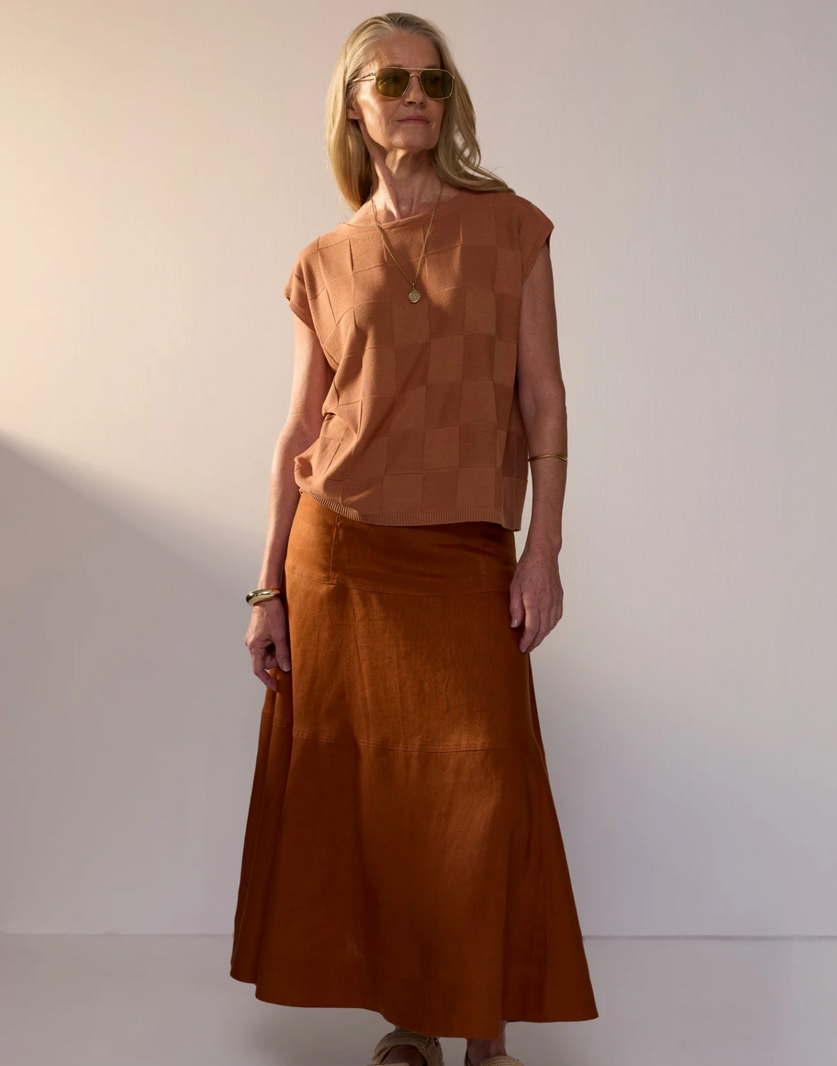 Naia Check Tee Butterscotch