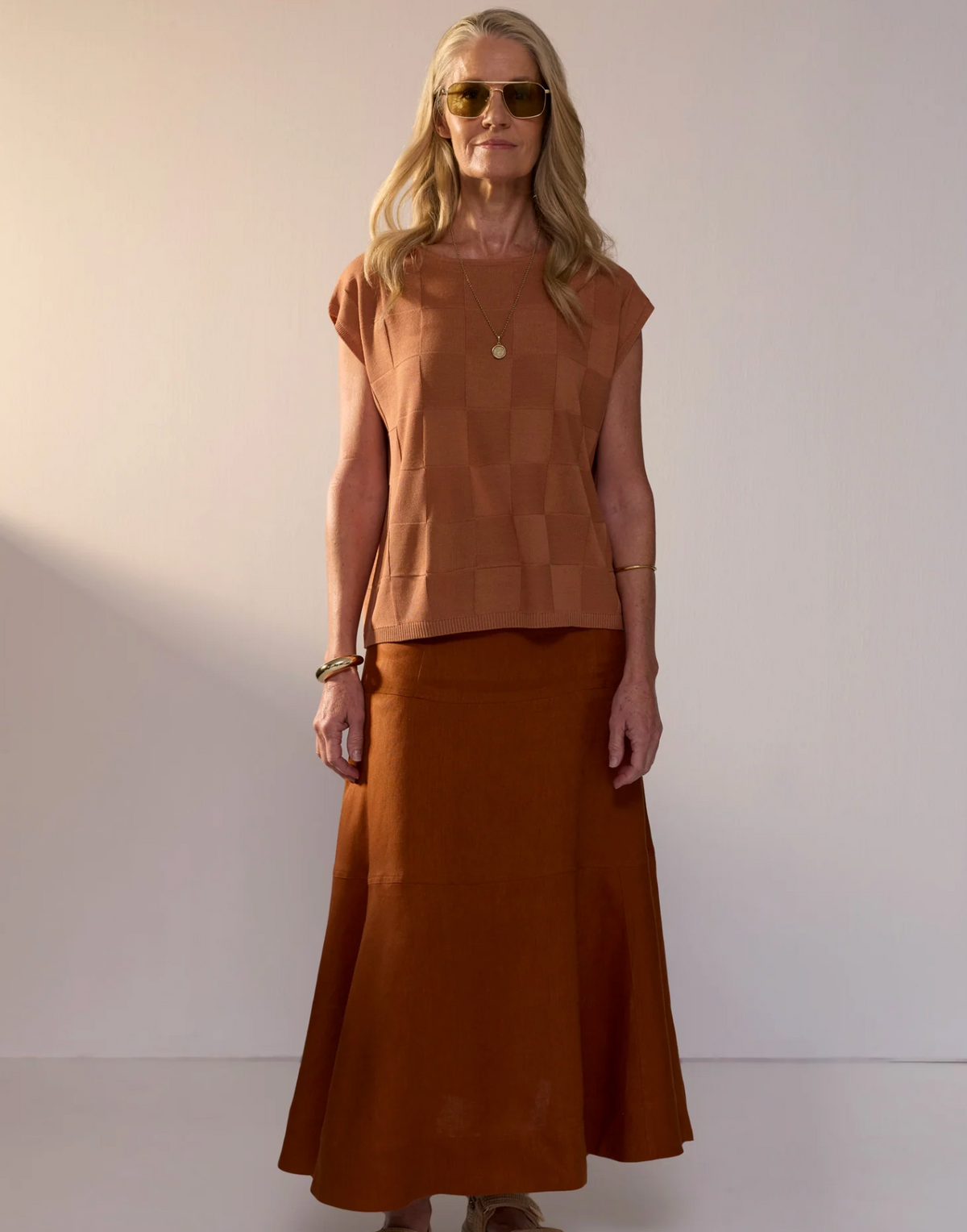 Naia Check Tee Butterscotch