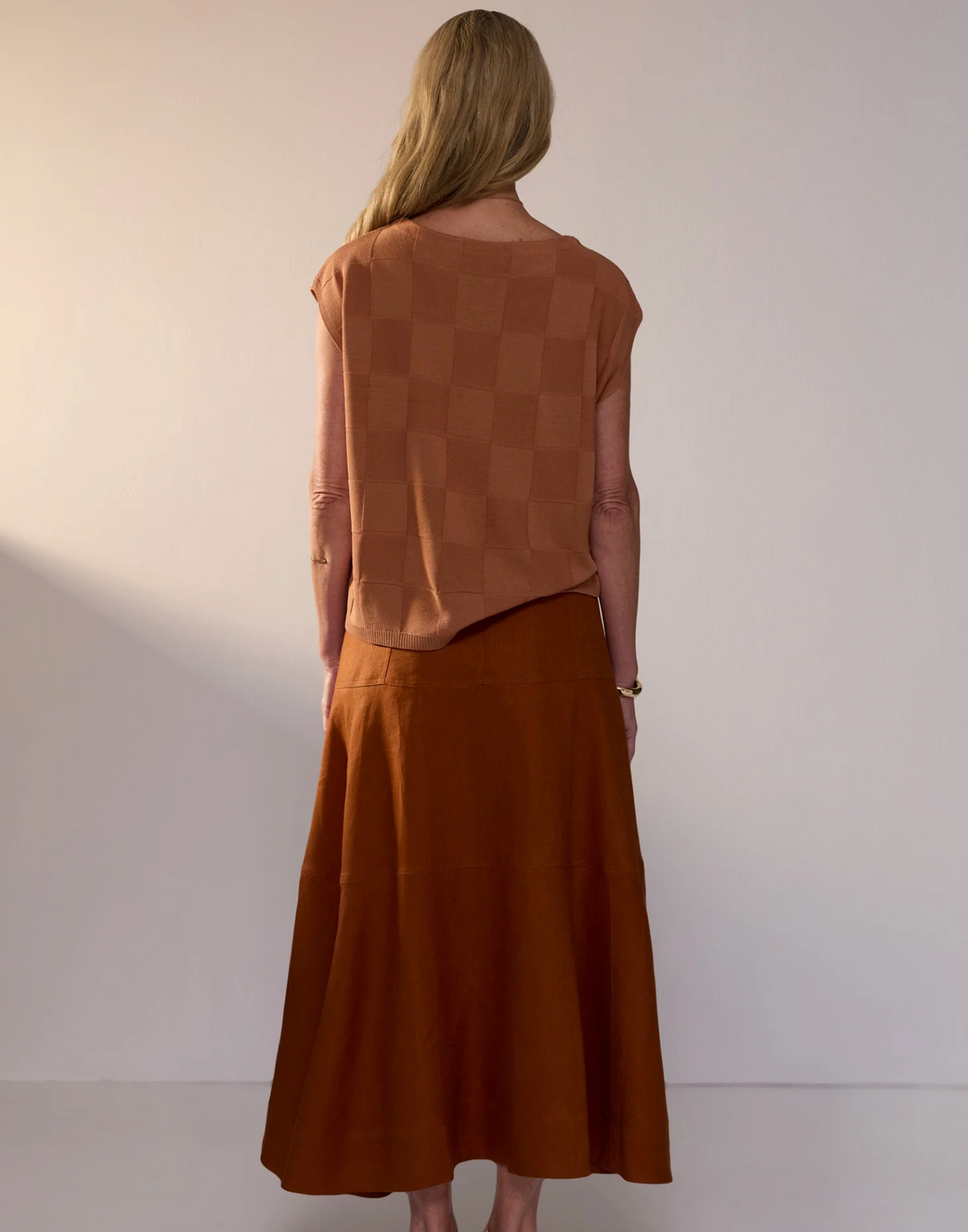 Naia Check Tee Butterscotch