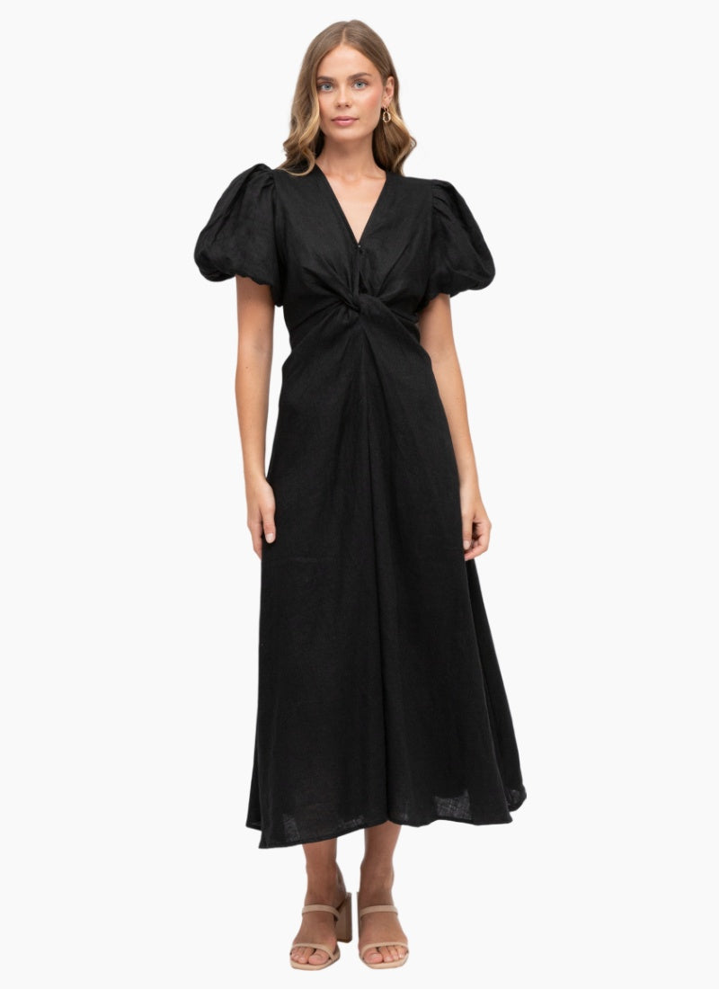 Penelope linen dress in Black