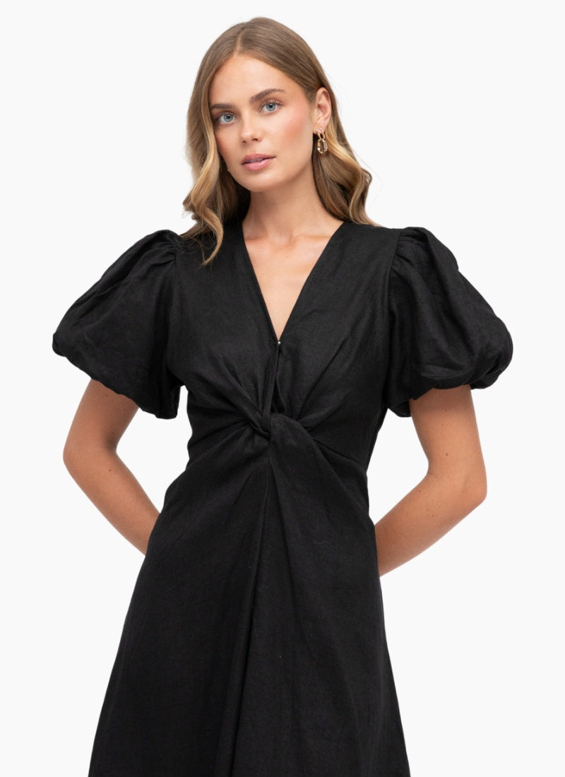 Penelope linen dress in Black
