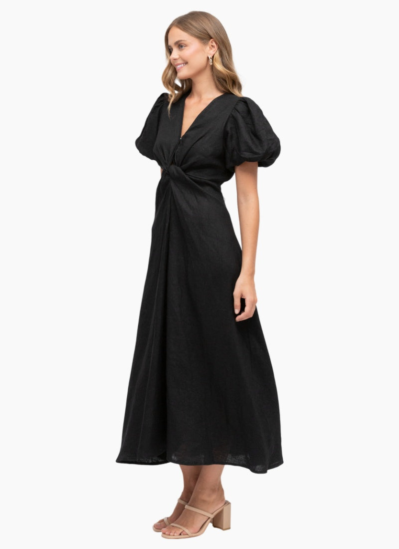 Penelope linen dress in Black