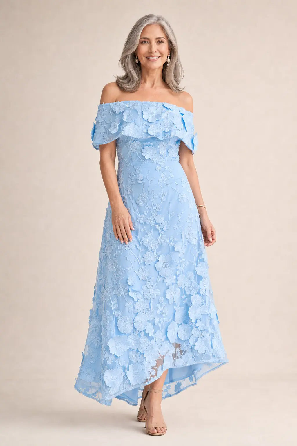 Benni Off Shoulder Dress- Sky