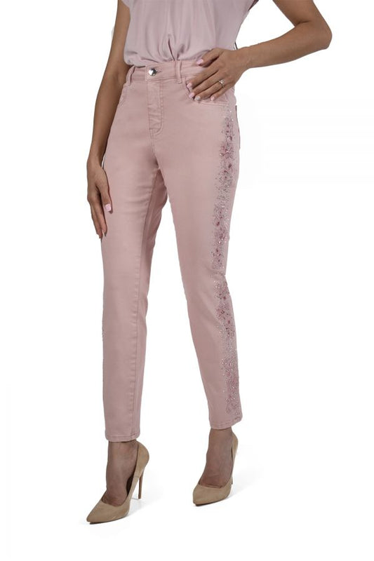 Floral Embroidered JEAN in Blush Sz XS